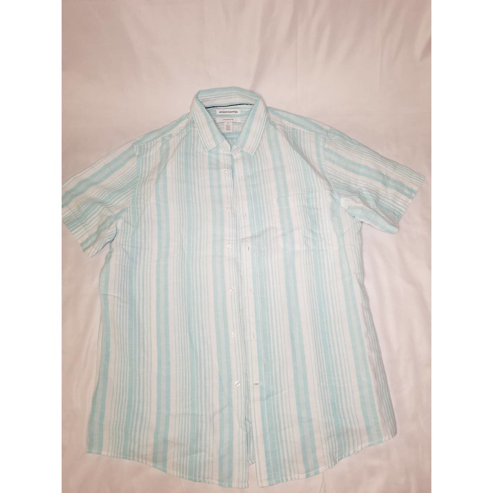 Button down T shirt blue & white size Large